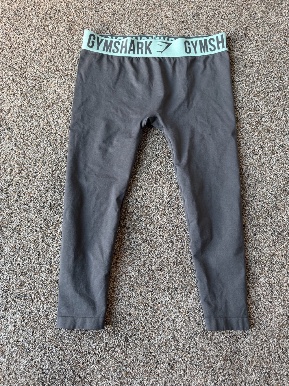 Gymshark Flex Seamless Leggings Medium Gray Mint Logo Waistband Workout Gym